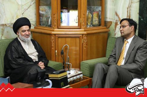 The Senior Official of the al-Abbas's (p) Holy Shrine meets with the Indian ambassador in Iraq.