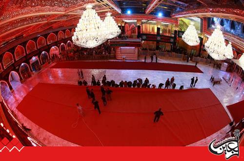 The holy sanctuary of Aba al-Fadl al-Abbas(PBUH) covered with red carpet.