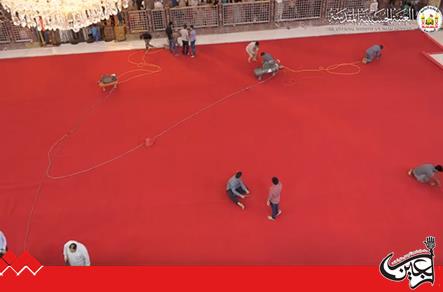 The Holy Shrines of Karbala was covered with 15000 meters of red carpet for Day of Ashura.