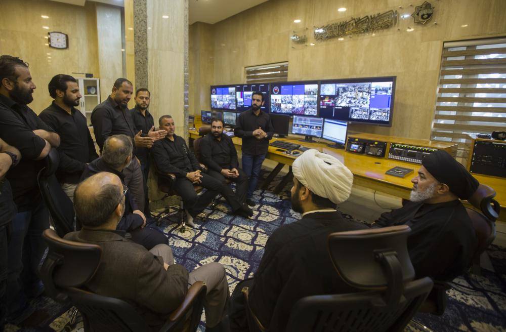 The Senior Official of the al-Abbas's (p) Holy Shrine visits the Center of the live satellite broadcasting system during the Ziyarat Arba'een.